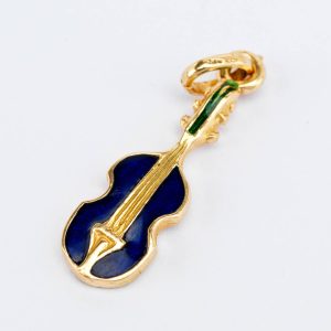 18 Carat Gold Enamel Guitar Pendant