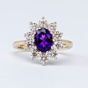 Amethyst and Diamond Cluster Ring