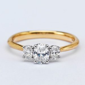Oval 3 Stone Diamond Ring