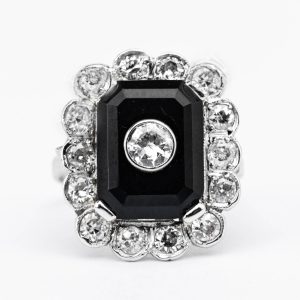 Art Deco Onyx & Diamond Ring