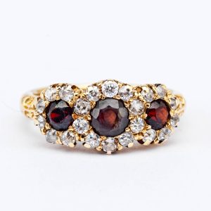 Antique Garnet 3 Stone Ring