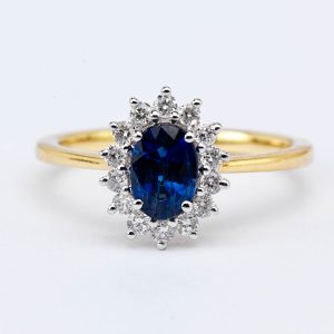 Sapphire & Diamond Cluster Ring