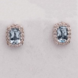 Aquamarine & Diamond Studs