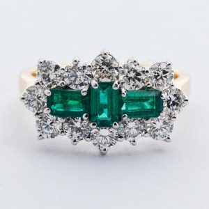 Emerald & Diamond Cluster Ring