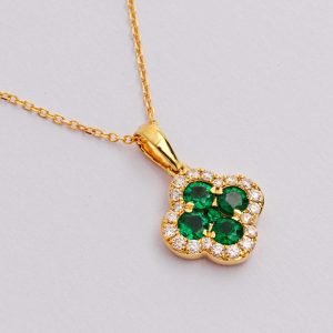 Emerald & Diamond Clover Pendant