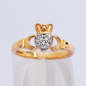Gold Diamond Claddagh Ring
