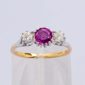 Pink Sapphire & Diamond Trilogy Ring
