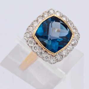 London Blue Topaz & Diamond Ring