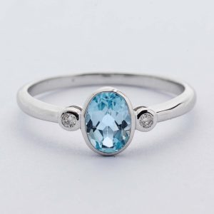 Oval Blue Topaz 3-Stone Ring