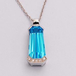 Blue Topaz & Diamond Pendant
