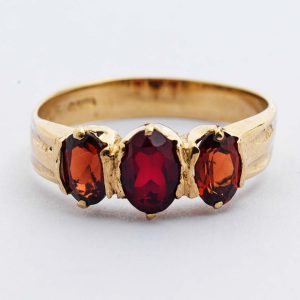 Oval Garnet 3-Stone Ring