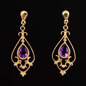 Gold Amethyst Drop Earrings
