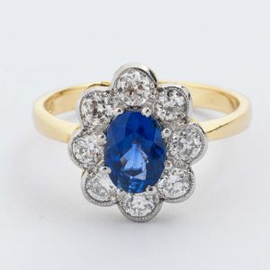 18ct Sapphire & Diamond Cluster Ring
