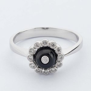 9ct Onyx & Diamond Ring