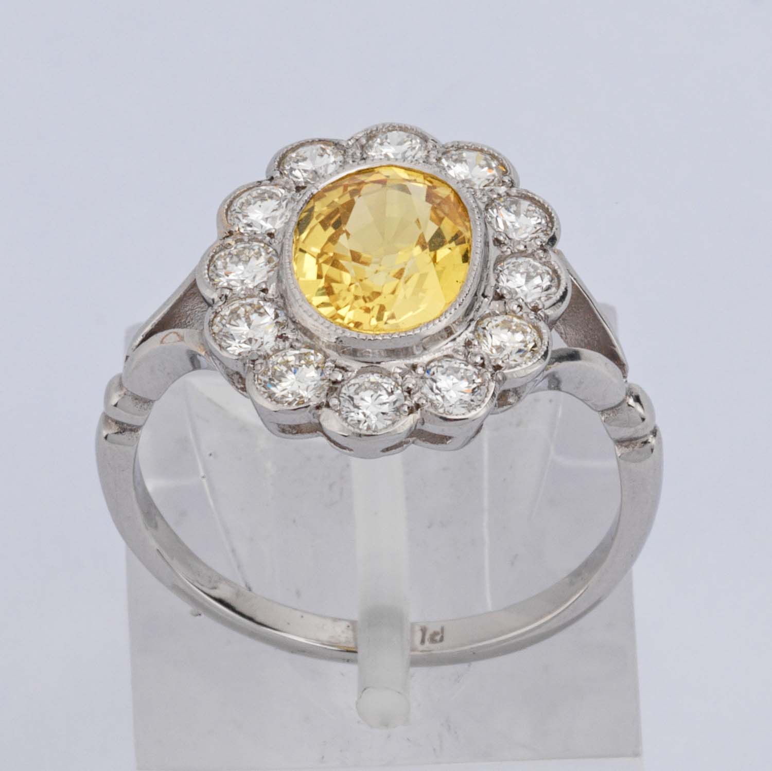 Yellow Sapphire & Diamond Cluster Ring - Image 4