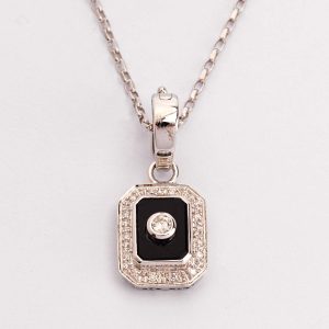 Onyx & Diamond Art Deco Style Pendant