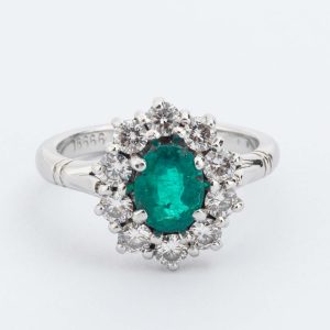 Emerald & Diamond Cluster Ring