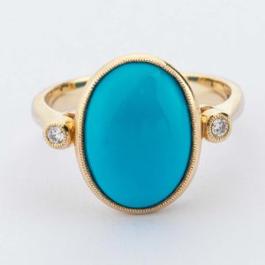 Oval Turquoise & Diamond Ring