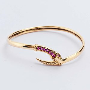 Gold & Ruby Snake Bangle