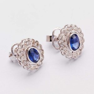 Sapphire & Diamond Cluster Studs