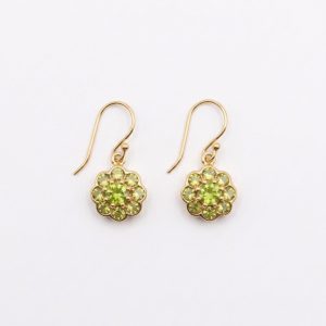 Peridot Floral Cluster Drop Earrings