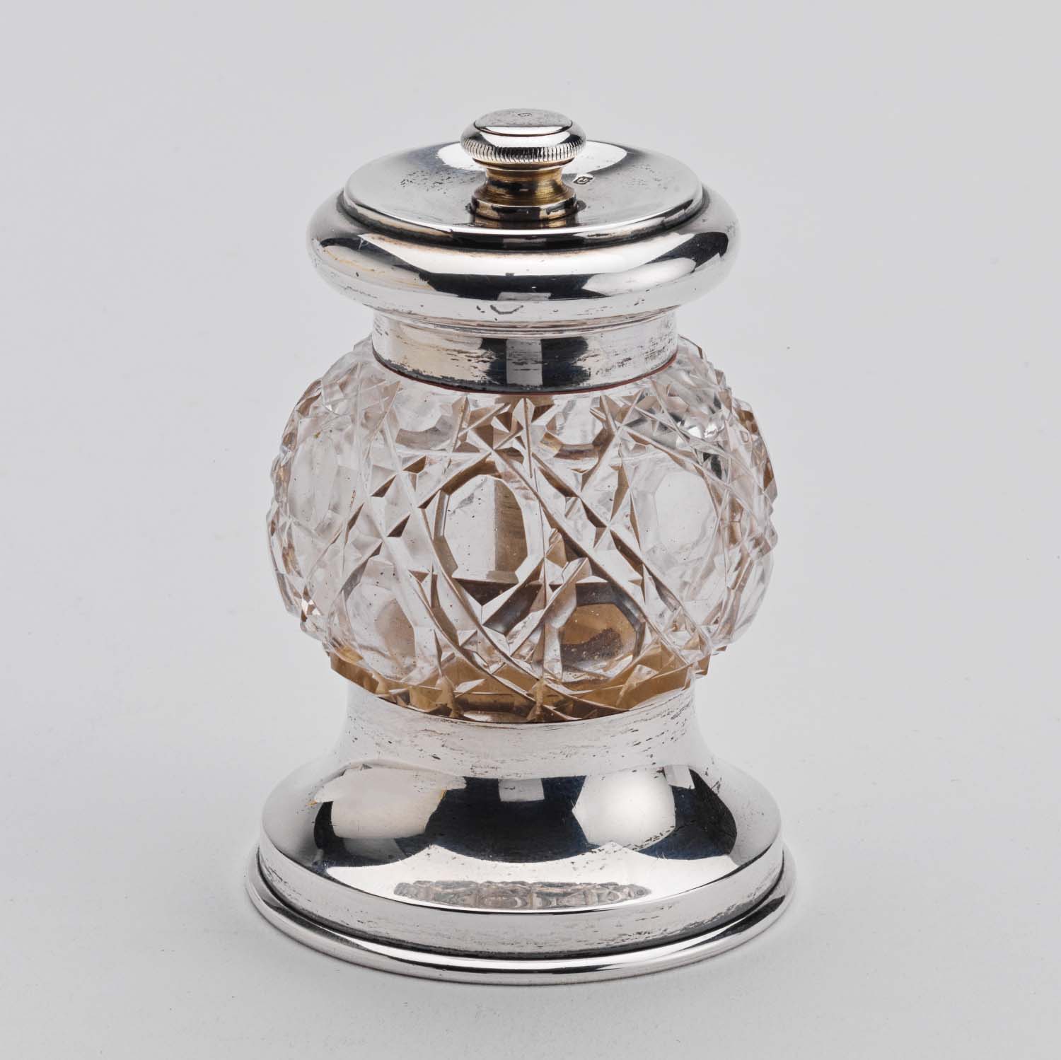 Antique Silver & Crystal Nutmeg Grinder