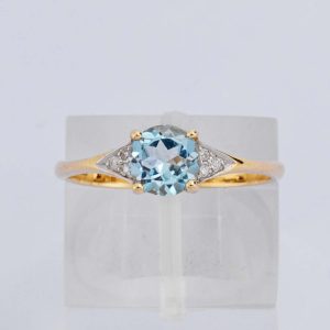 Blue Topaz & Diamond Ring
