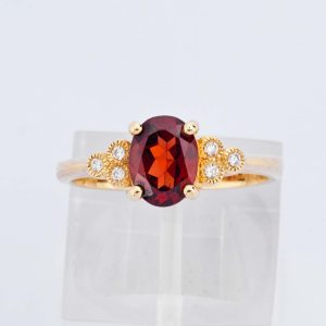 Oval Garnet & Diamond Ring