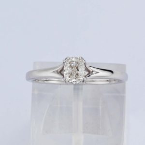 Modified Cushion Cut Solitaire Diamond Ring