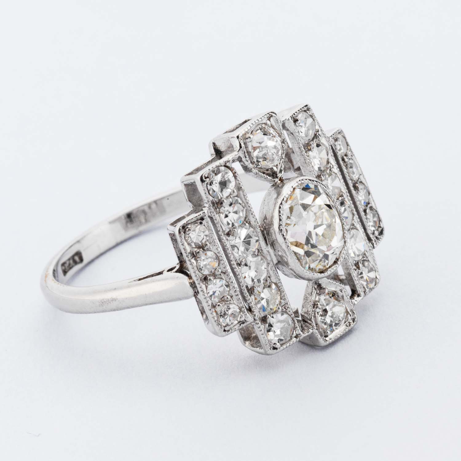 Art Deco Platinum Diamond Ring - Image 6