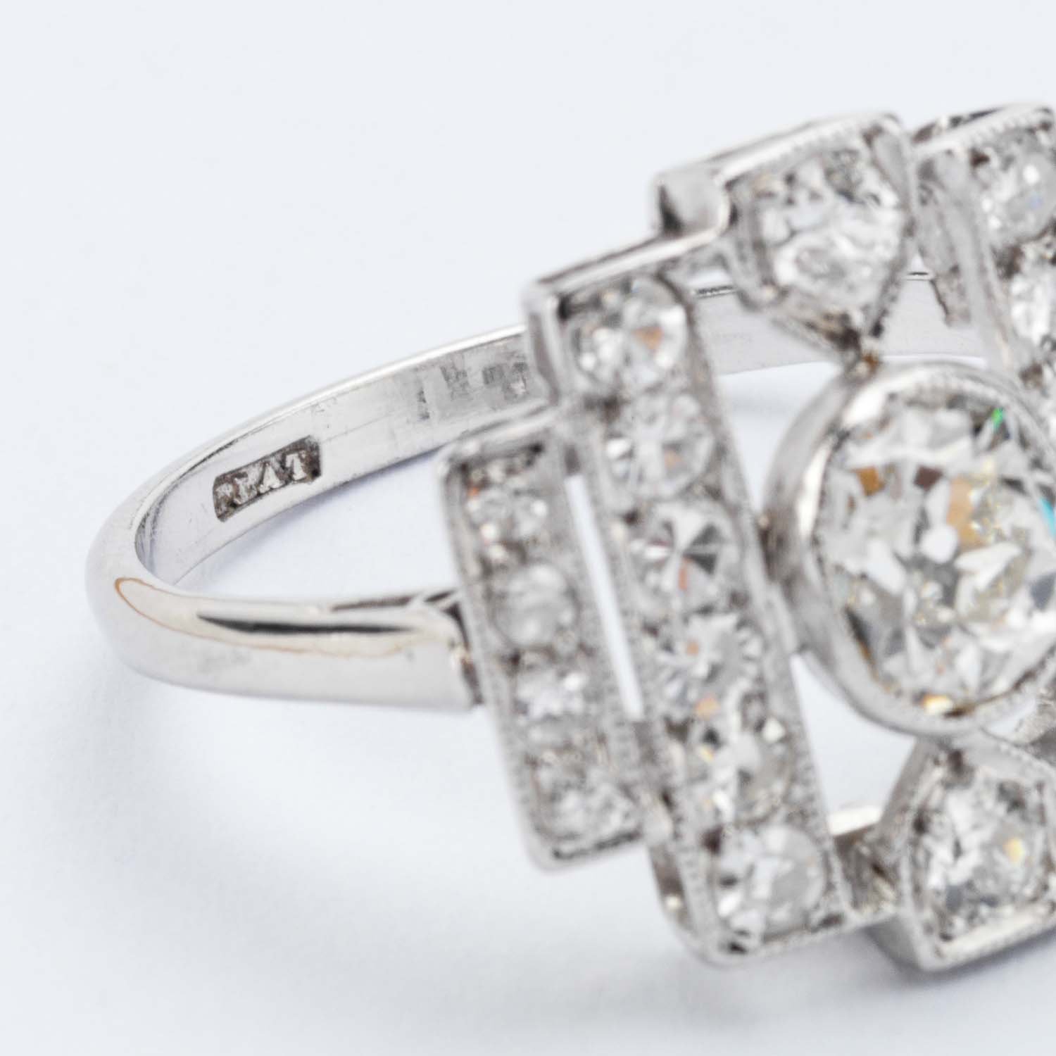 Art Deco Platinum Diamond Ring - Image 7