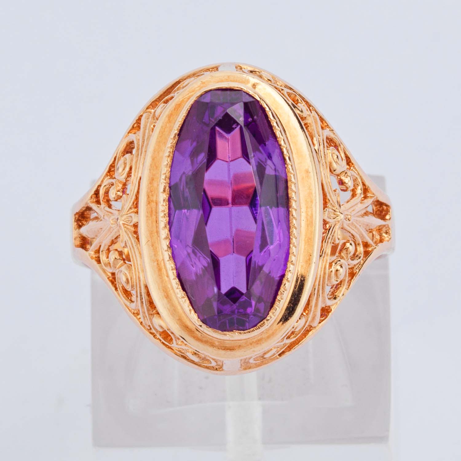 Vintage Rose Gold & Amethyst Ring - Image 3