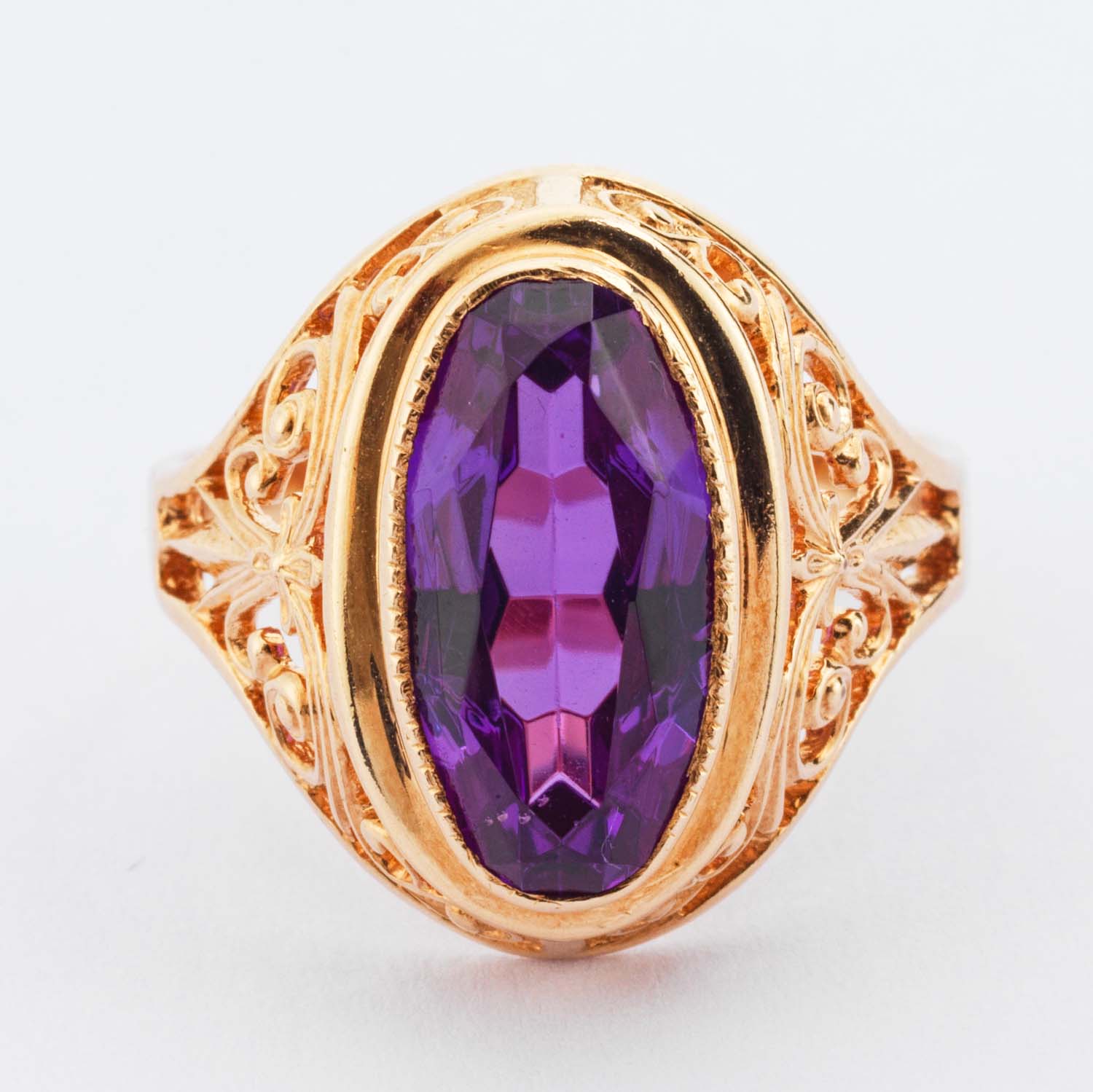 Vintage Rose Gold & Amethyst Ring