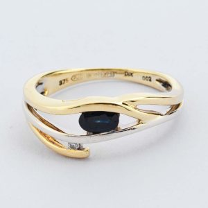 Two-Tone Gold Sapphire & Diamond Ring