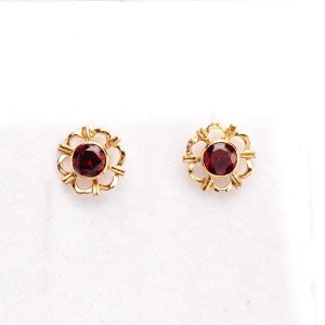 Garnet & Gold Openwork Earrings