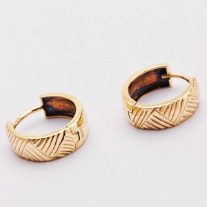 9 Carat Gold Textured Hoop Earrings