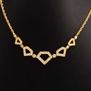 Gold & Diamond Geometric Necklace