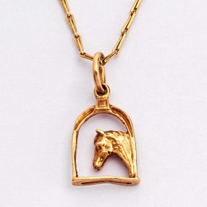 Gold Horse Head Pendant & Chain