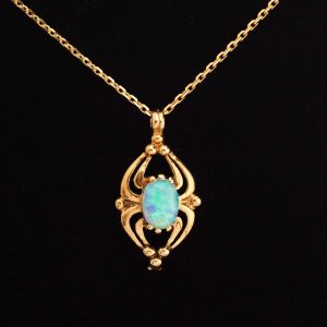Oval Opal & Gold Pendant