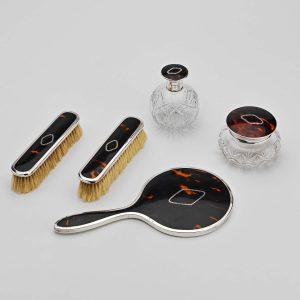 Five-Piece Tortoiseshell & Silver Dressing Set