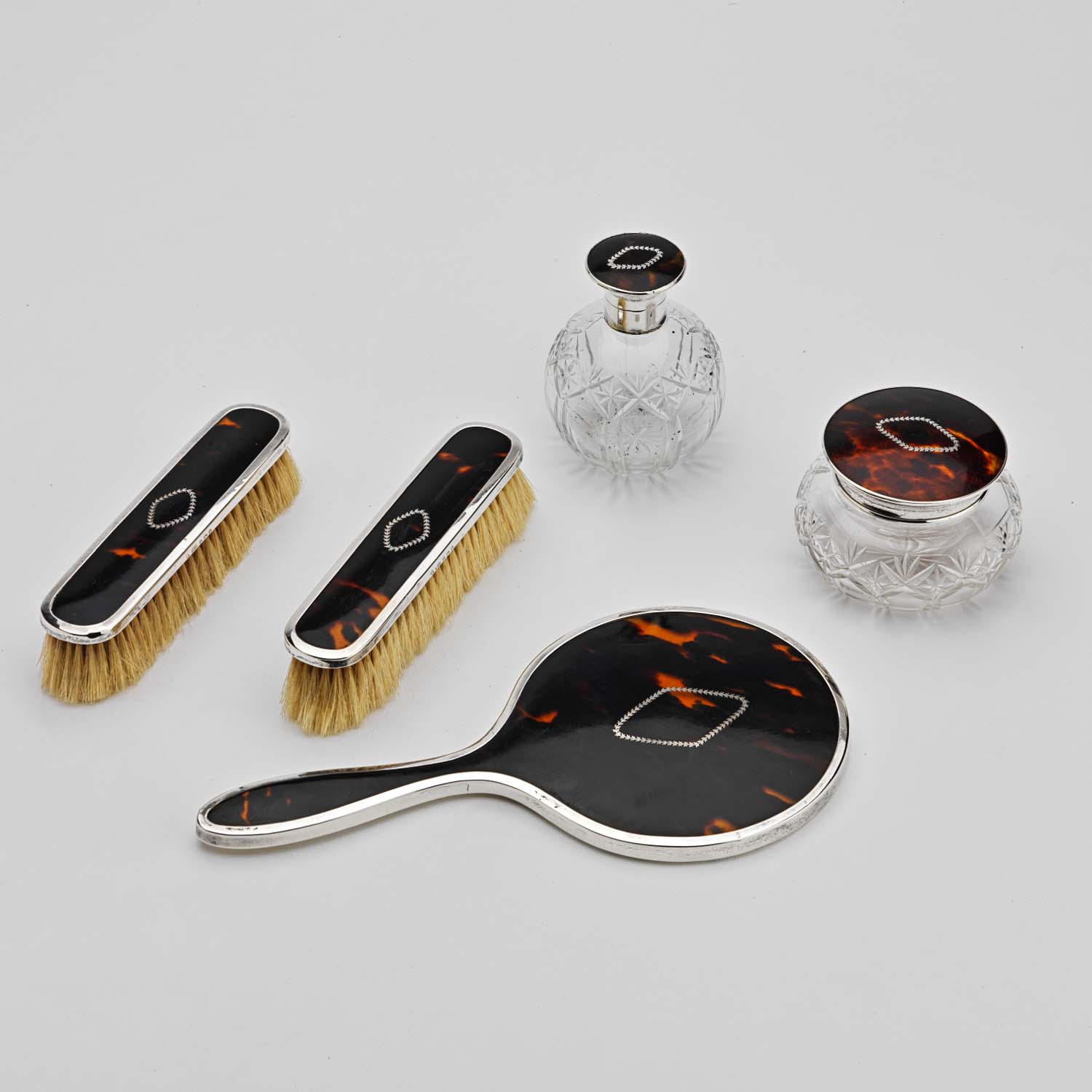 Five-Piece Tortoiseshell & Silver Dressing Set