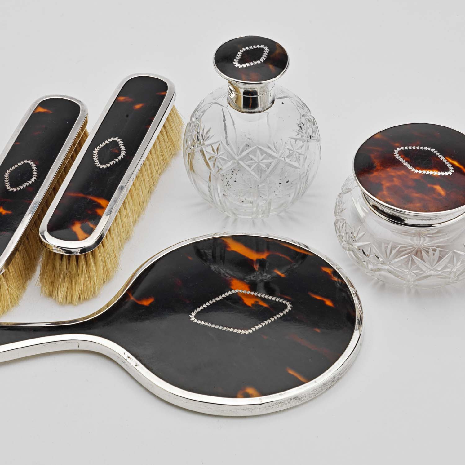 Five-Piece Tortoiseshell & Silver Dressing Set - Image 4