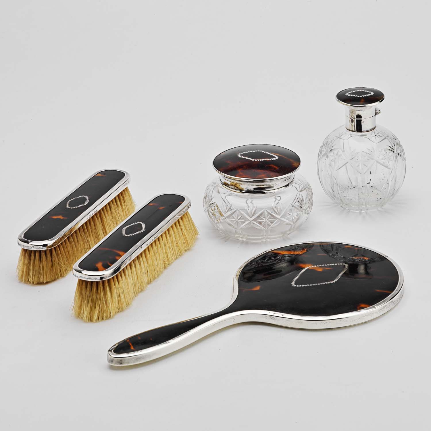 Five-Piece Tortoiseshell & Silver Dressing Set - Image 6
