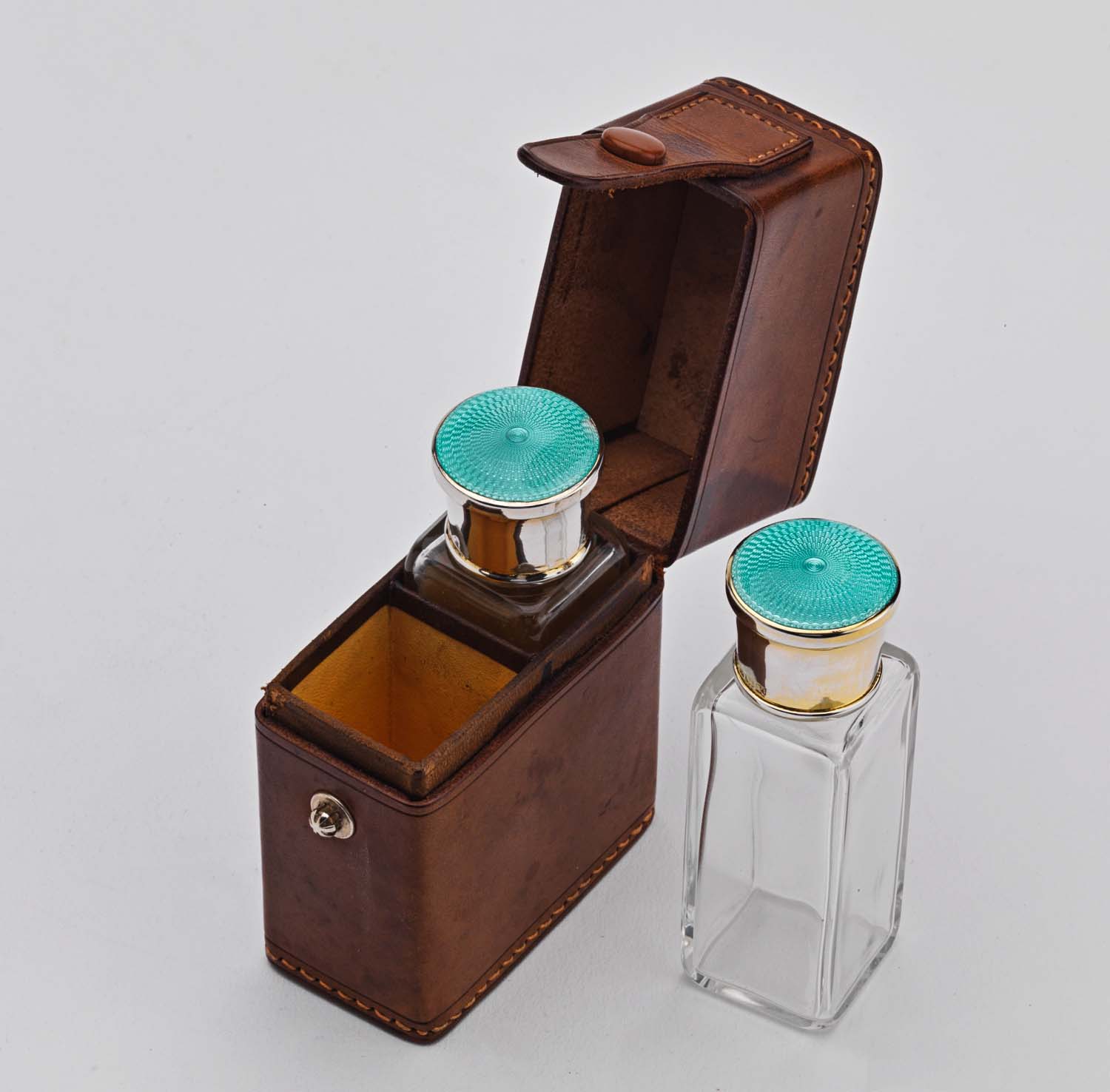 Antique Silver & Enamel Travelling Scent Bottles - Image 3