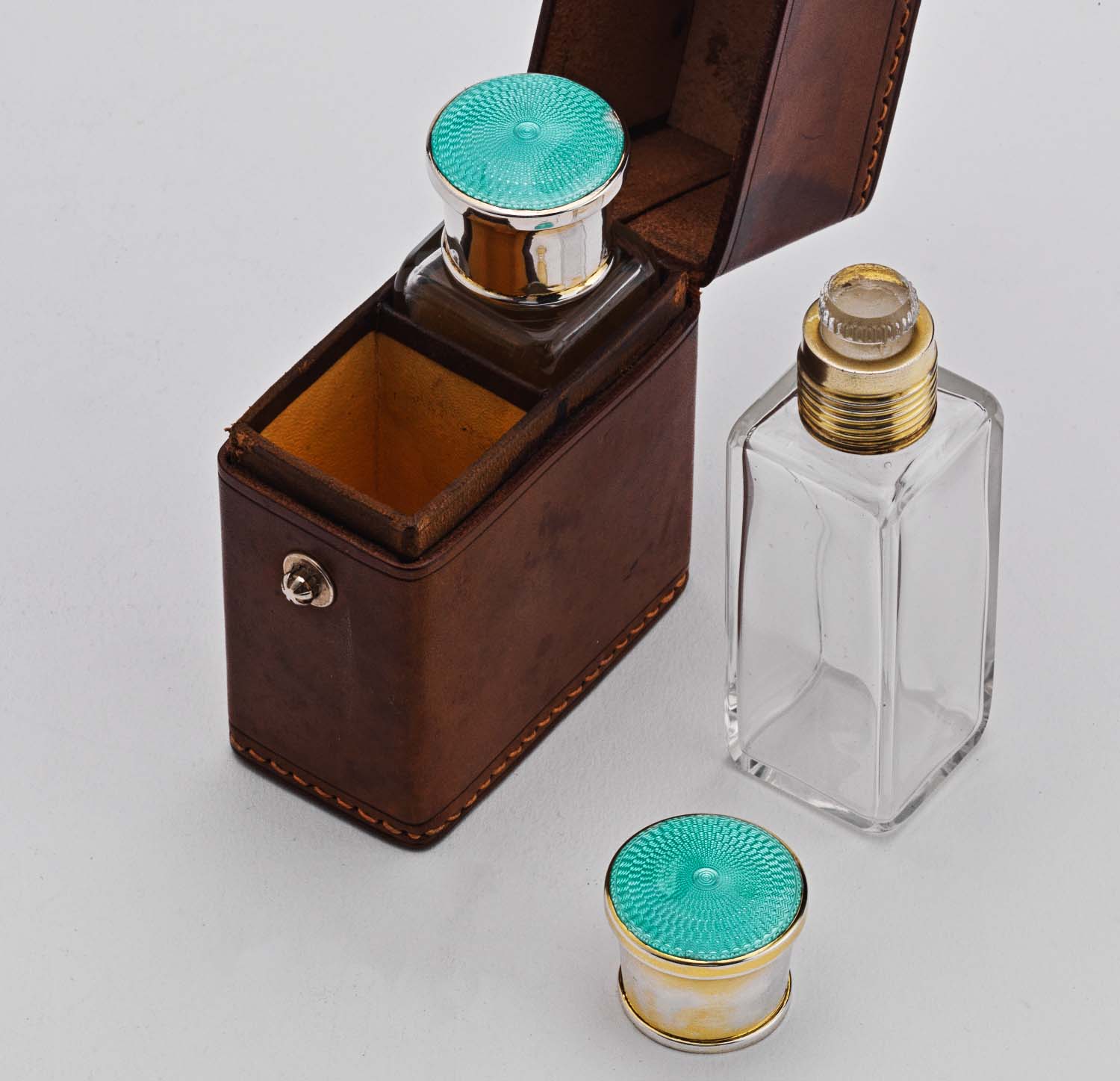 Antique Silver & Enamel Travelling Scent Bottles - Image 4