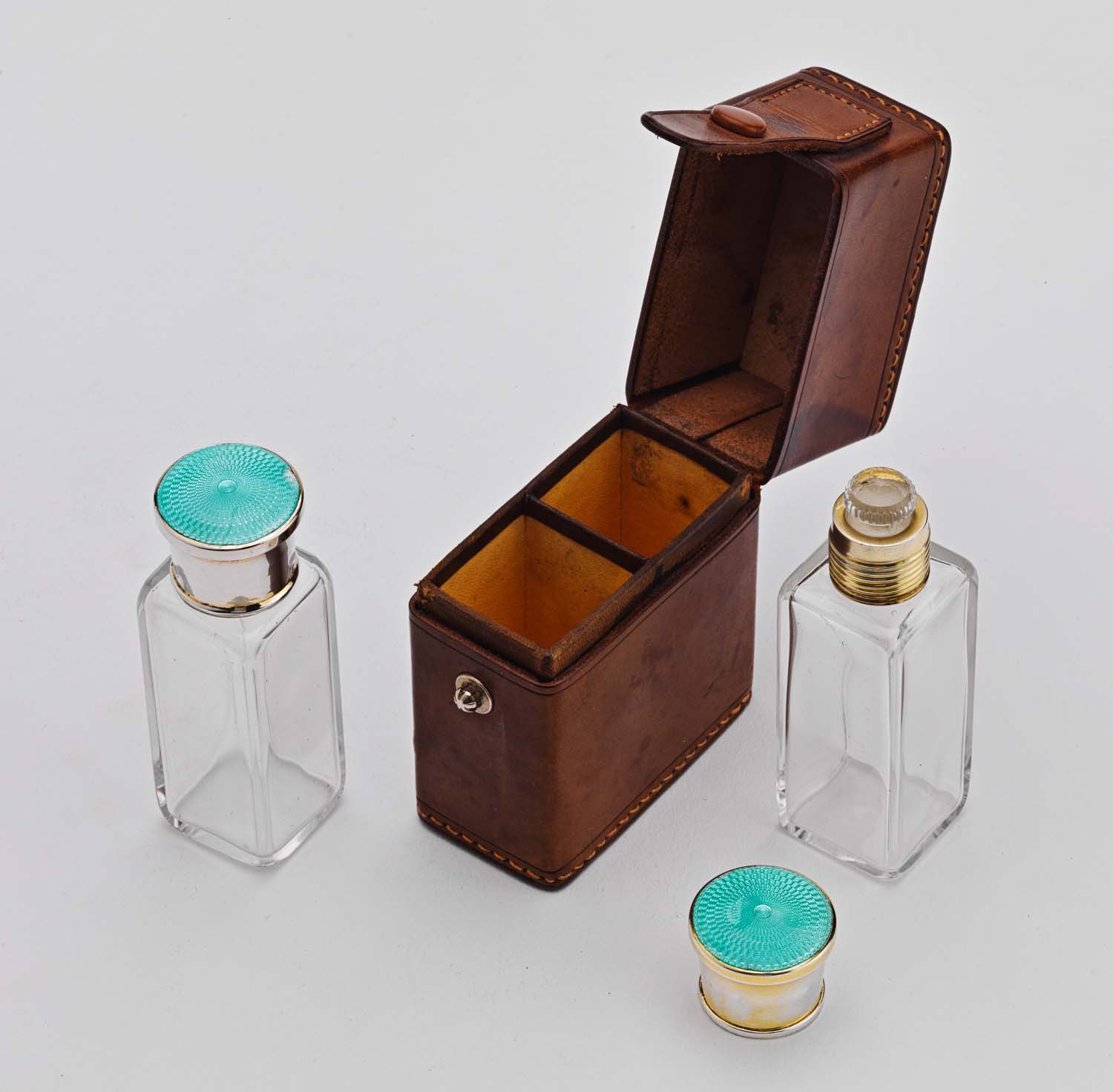 Antique Silver & Enamel Travelling Scent Bottles - Image 5
