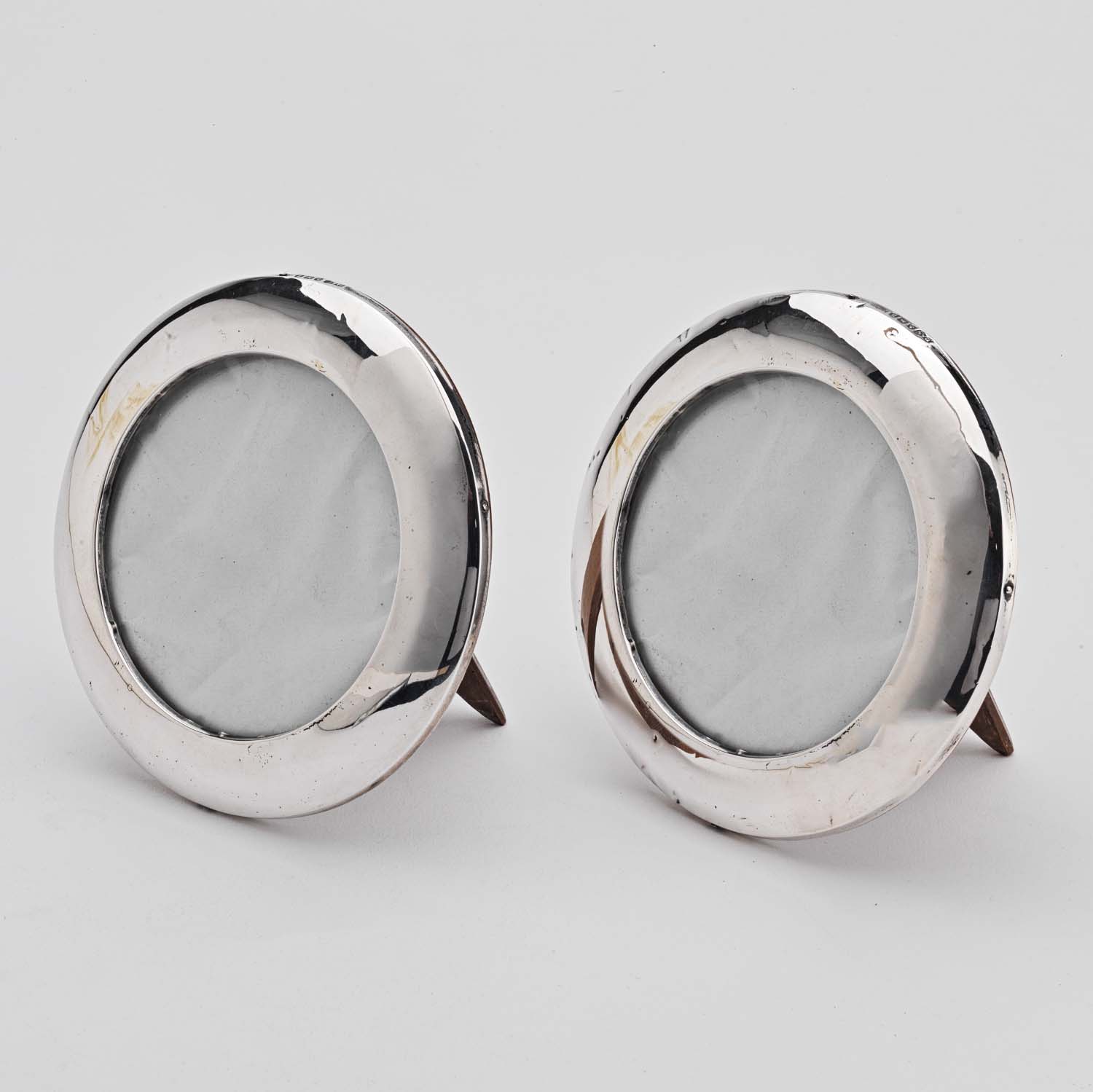 Pair of Antique Round Silver Frames