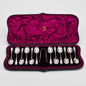 Victorian Silver Spoon & Tongs Set