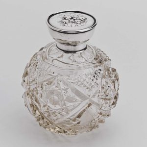 Antique Scent Bottle with Silver Lid Large