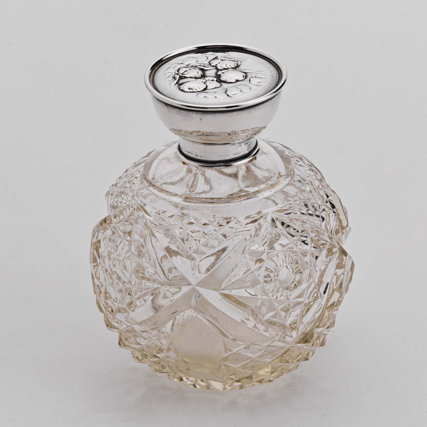 Antique Scent Bottle with Silver Lid Small